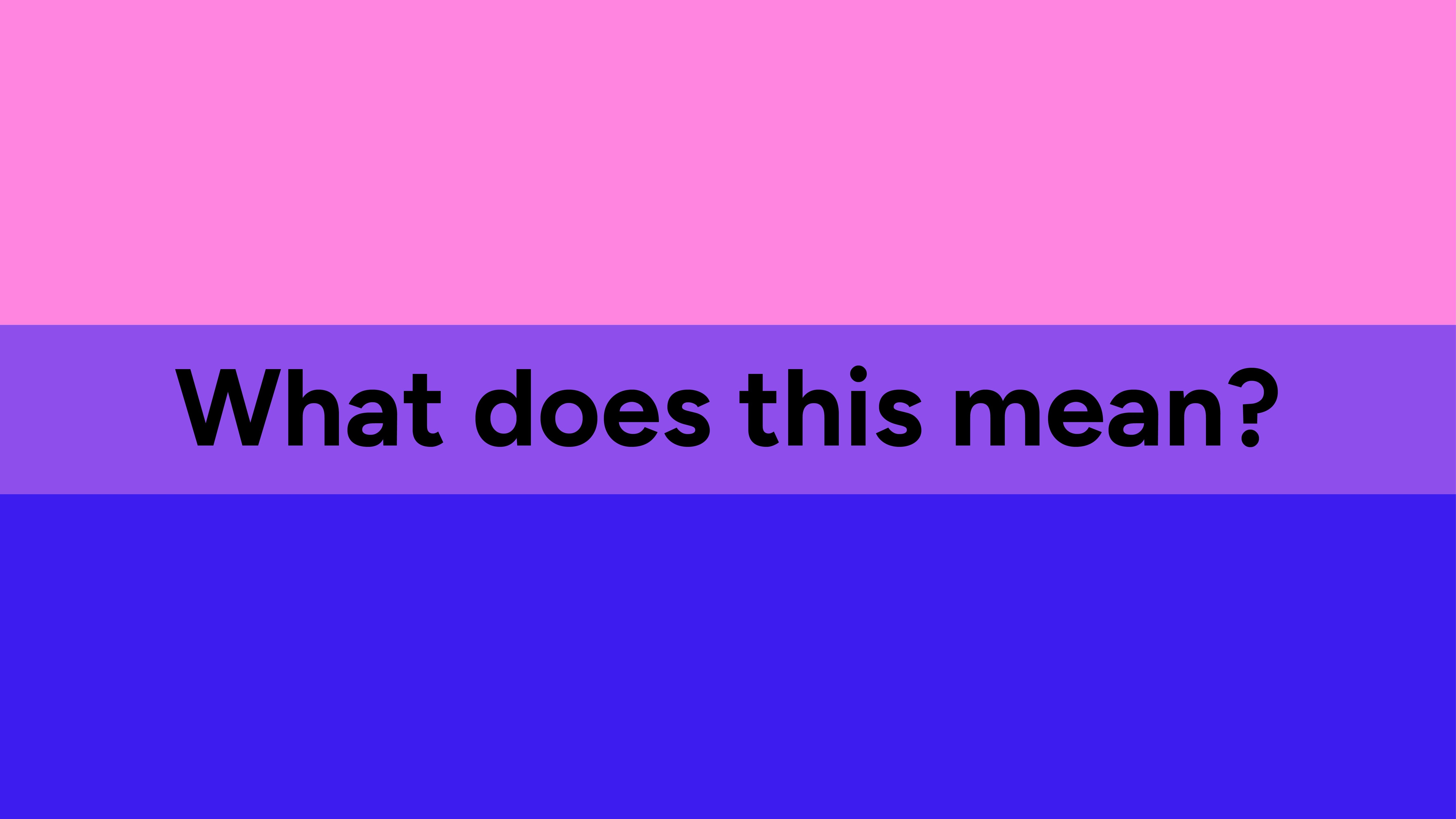 Bi flag with text "What does this mean?"